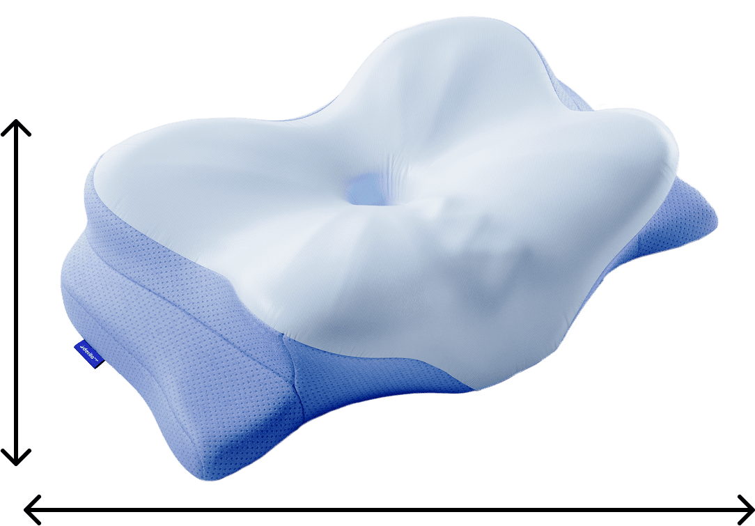 Diagram showing the five ergonomic support zones of the Derila Ergo pillow