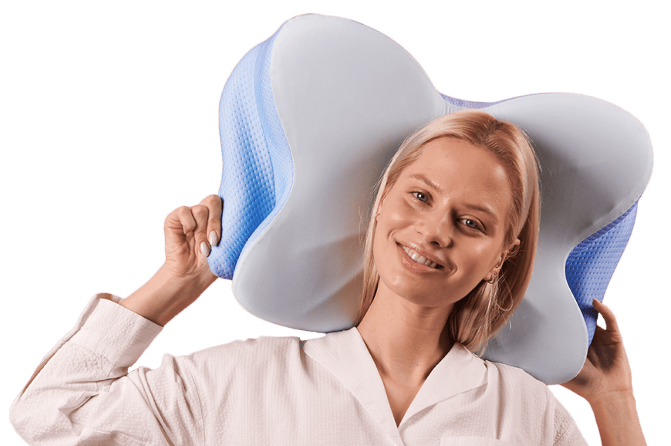 Illustration comparing spinal alignment with a regular pillow versus the Derila Ergo